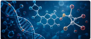 DNA and molecular biology visualization illustrating polymerase chain reaction and its scientific applications.