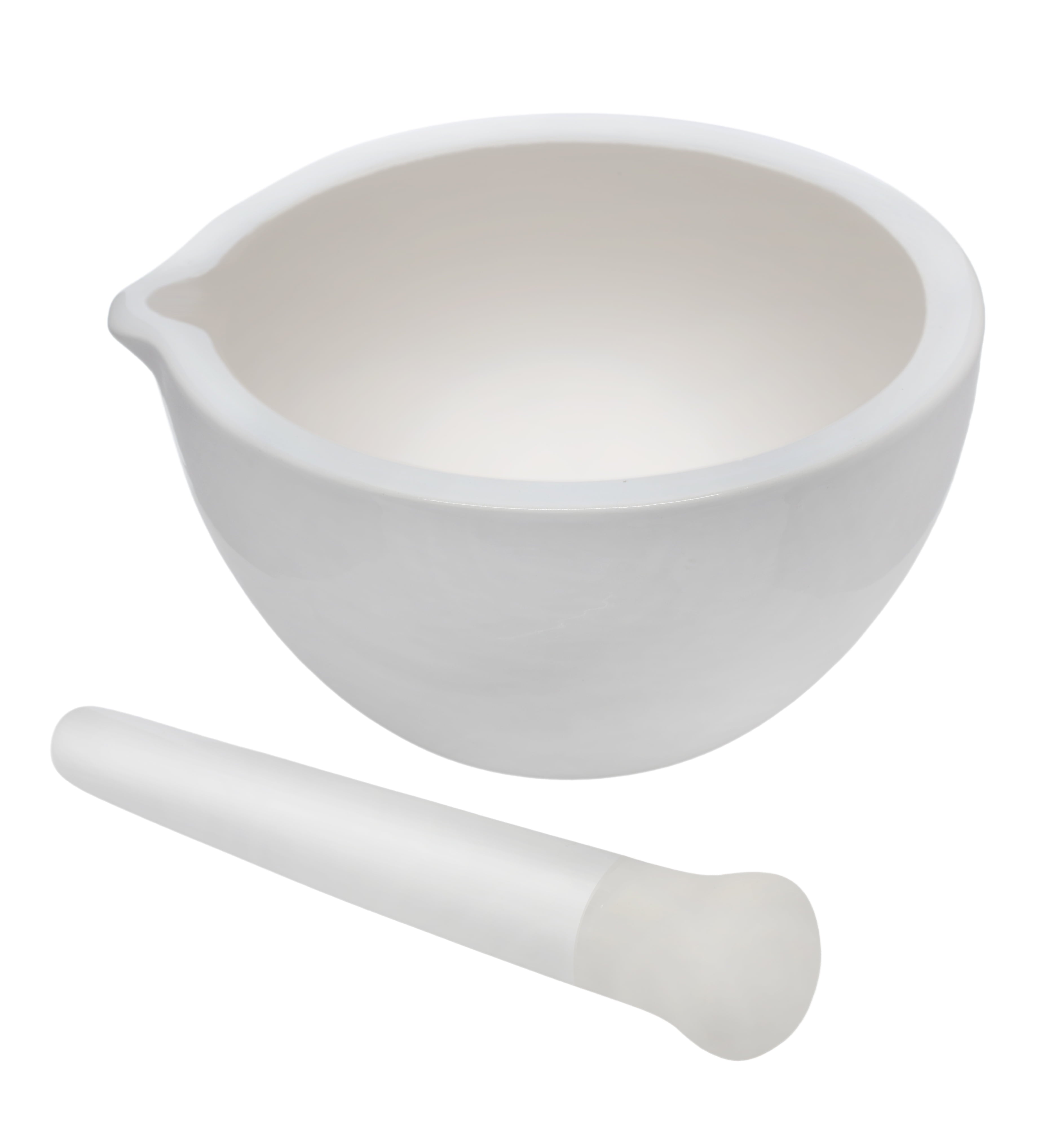 Porcelain Mortar & Pestle Set, 67Oz (2000Ml) - Unglazed Grinding Surface - Excellent for Kitchen or Laboratory - Grinds Powdered Chemicals, Herbs & Spices - Pill Crusher - White -