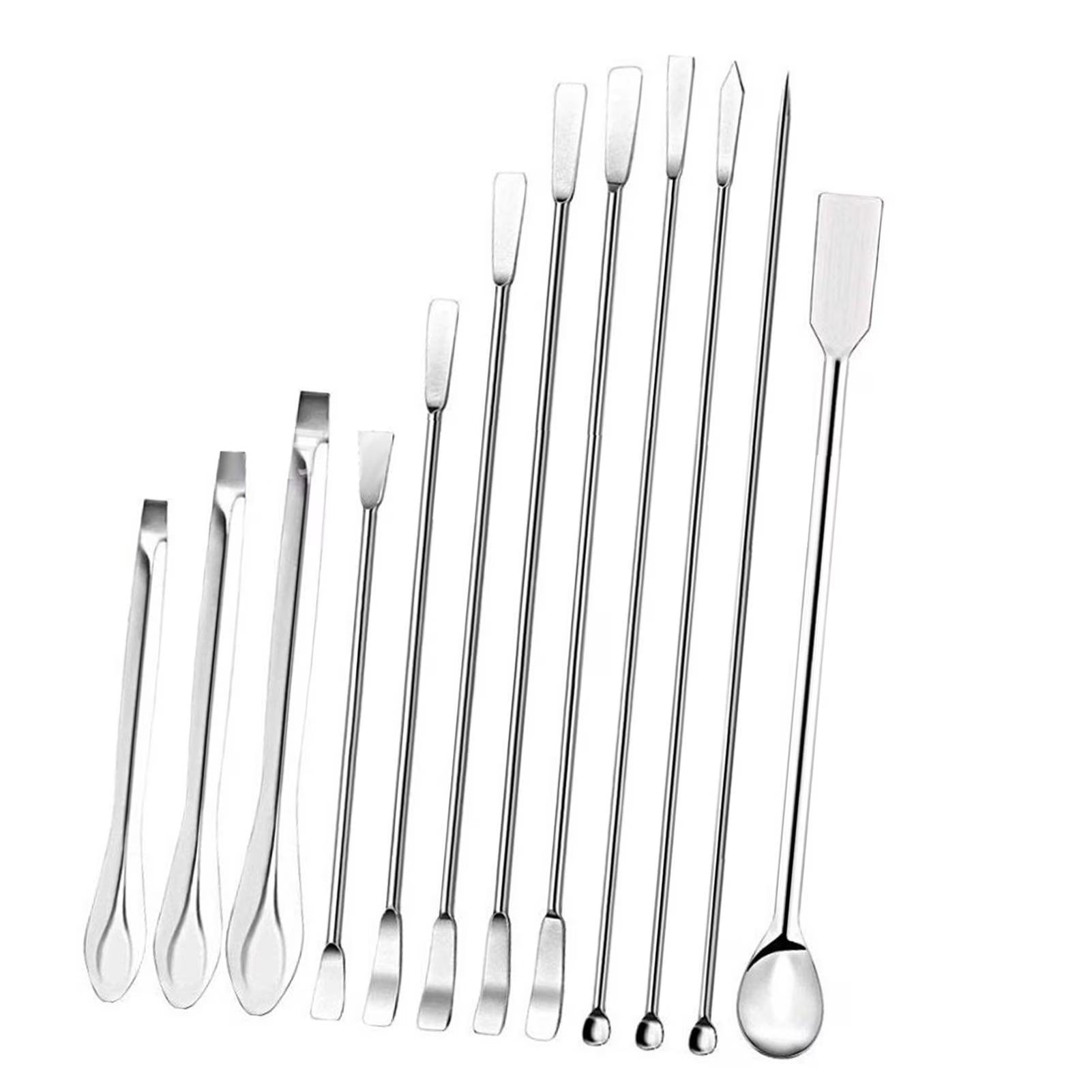 Lab Spatula Set, 12 Pcs Stainless Steel, Corrosion Resistant, Ideal for Sampling Experimentation