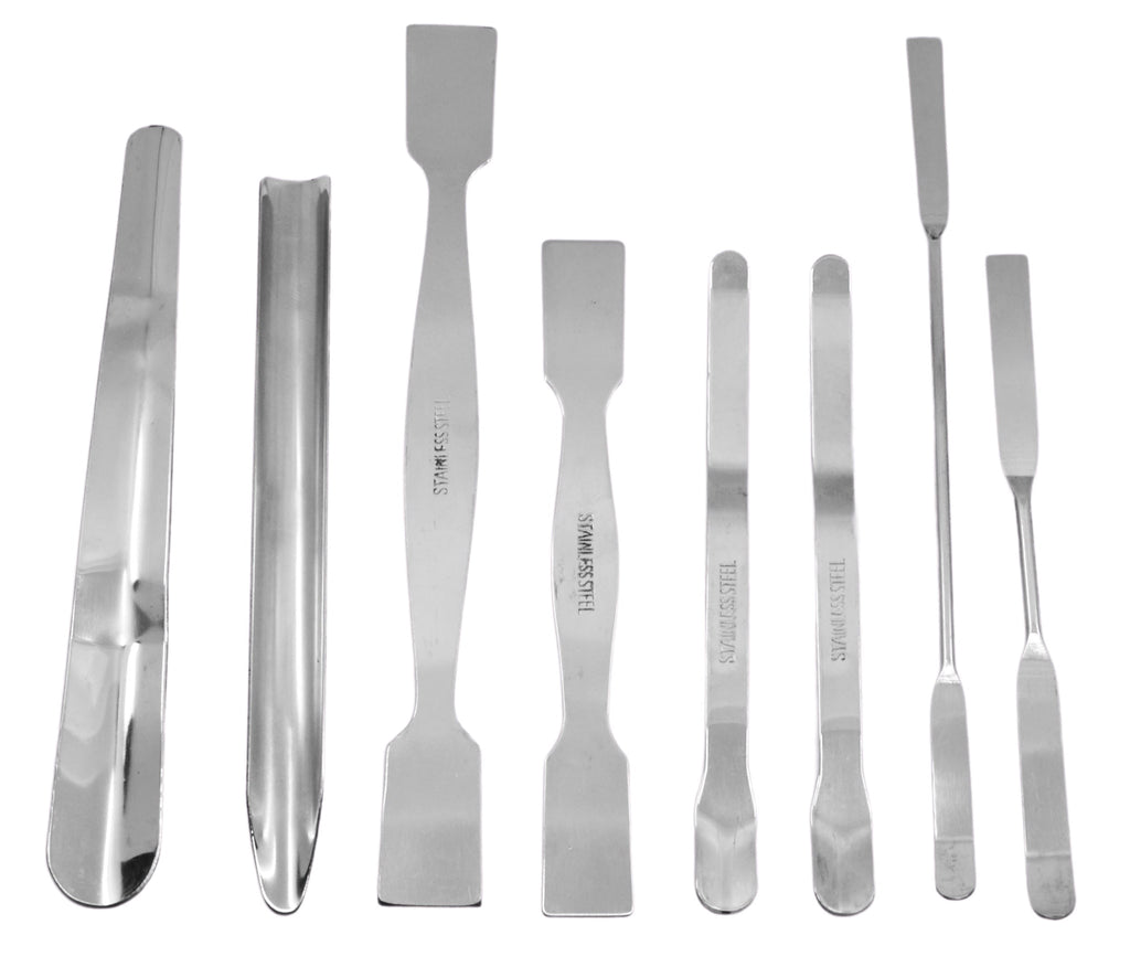 15 Piece Scoop & Spatula Set - Assortment - for Use in a Variety of Lab Applications - Stainless Steel -