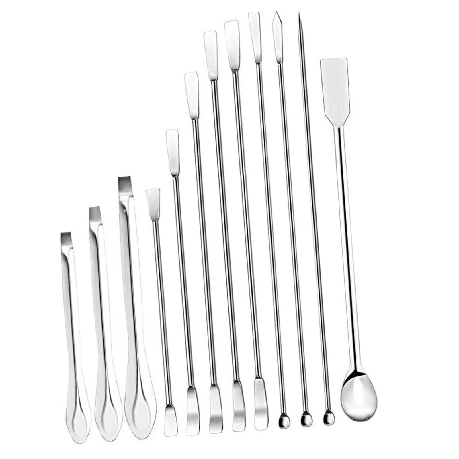 Lab Spatula Set, 12 Pcs Stainless Steel, Corrosion Resistant, Ideal for Sampling Experimentation