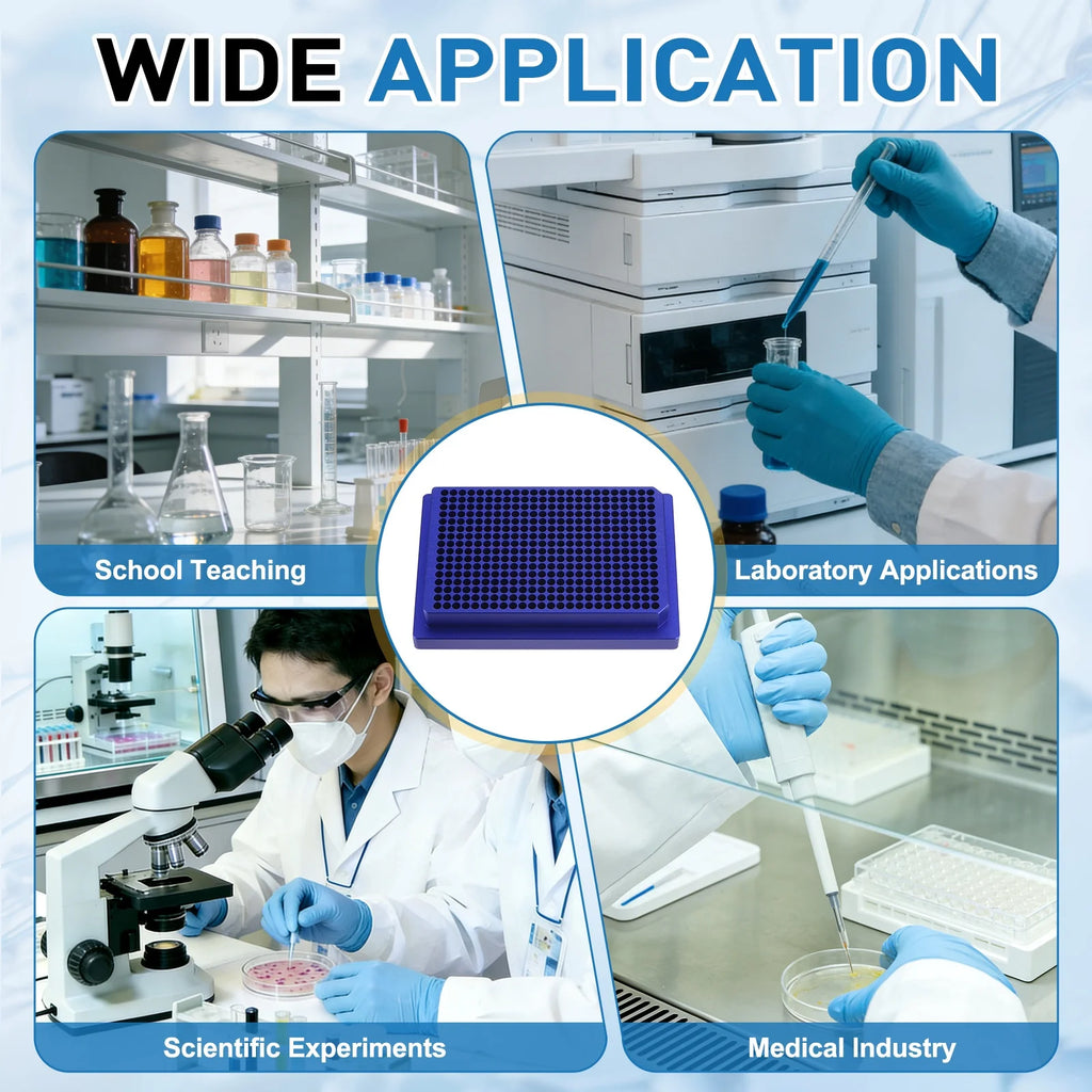 384 Wells Microcentrifuge Tube Rack Cooler, Tray Tissue Culture Plate, Aluminum Cooling Block for 0.1Ml PCR Test Tube, Lab Equipment, Blue