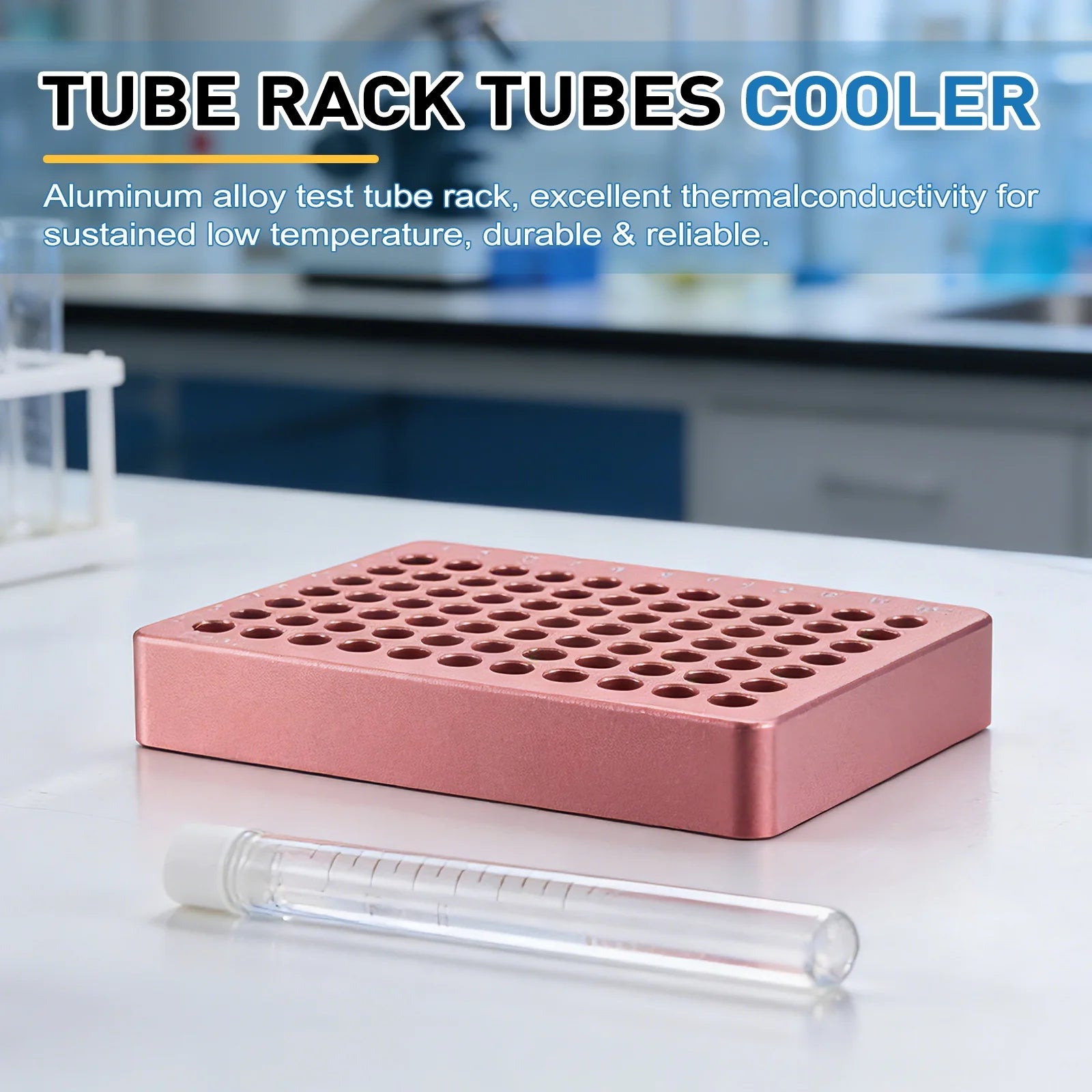 384 Wells Microcentrifuge Tube Rack Cooler, Tray Tissue Culture Plate, Aluminum Cooling Block for 0.1Ml PCR Test Tube, Lab Equipment, Blue