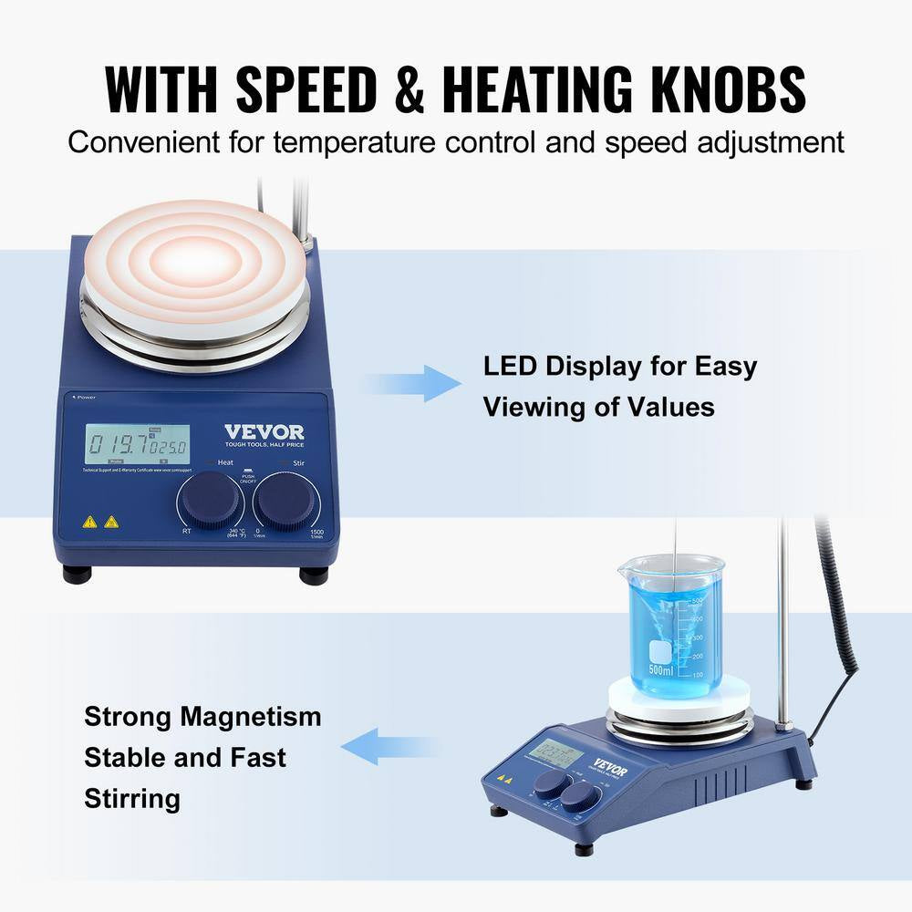 Magnetic Stirrer , 20L Lab Stirrers Hot Plate Stirrer with LED Screen, Support Stand and Stir Bars, Stir Plate 650W