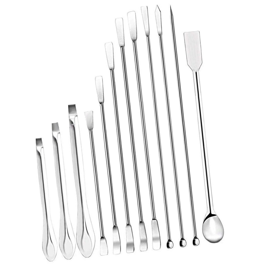 Lab Spatula Set, 12 Pcs Stainless Steel, Corrosion Resistant, Ideal for Sampling Experimentation