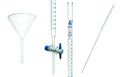 3Pc Lab Burette Starter Set - Includes 50Ml Glass Burette with PTFE Stopcock, Plastic Funnel, & Burette Brush -