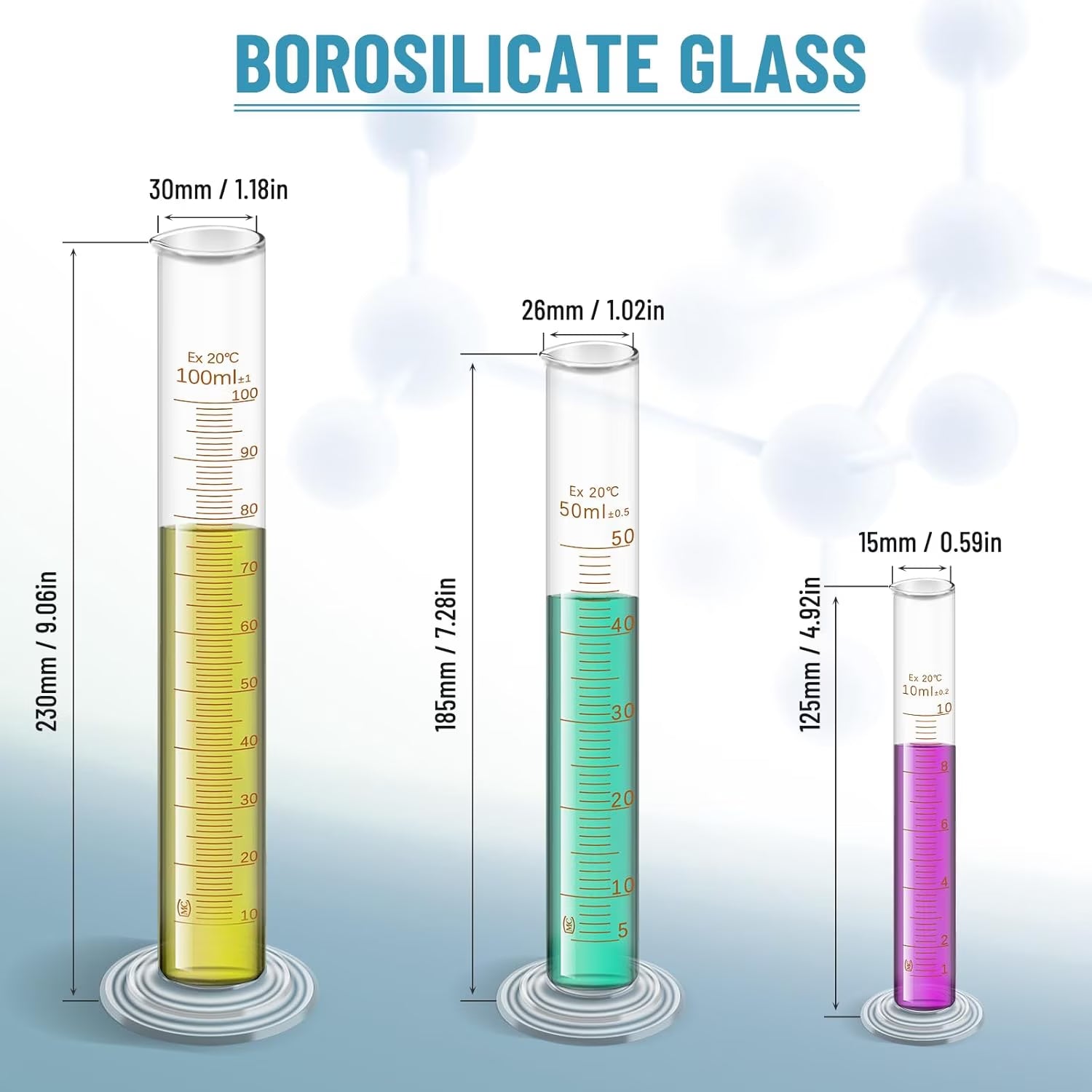11Pcs Lab Glassware Set, Includes 3Pcs Erlenmeyer Flask 50/100/250Ml, 3Pcs Graduated Cylinder 10/50/100Ml, 2Pcs Glass Dropper, 2Pcs Glass Stirring Rod with Cleaning Brush