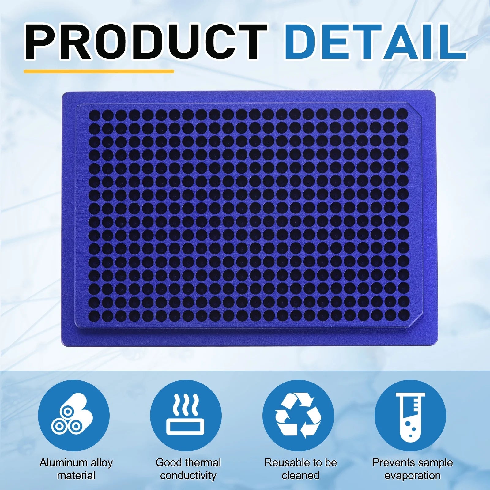 384 Wells Microcentrifuge Tube Rack Cooler, Tray Tissue Culture Plate, Aluminum Cooling Block for 0.1Ml PCR Test Tube, Lab Equipment, Blue
