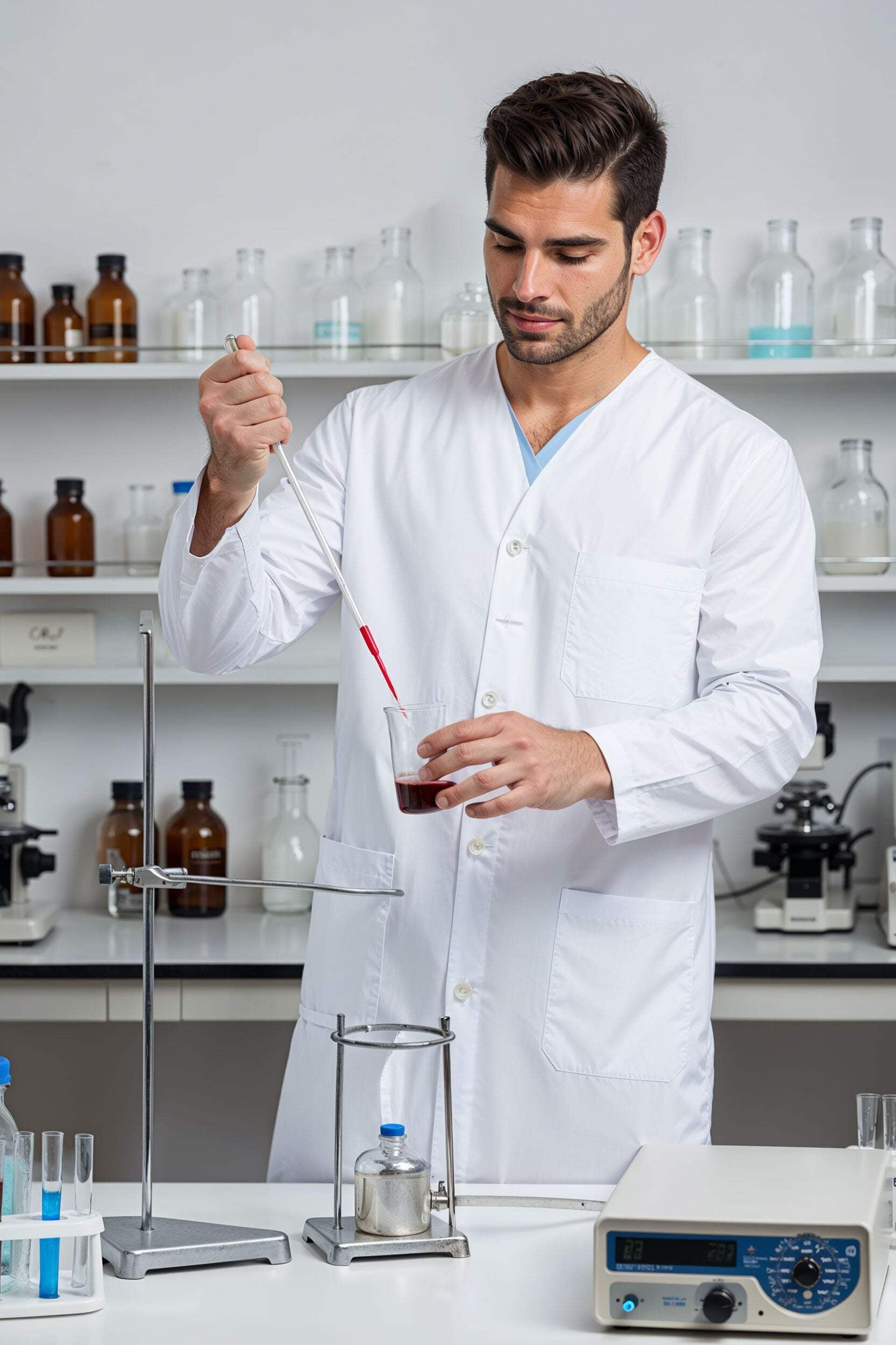 DR Unifroms® Unisex Collarless Lab Coat, White Medical Coat (60% Cotton, 40% Polyester)