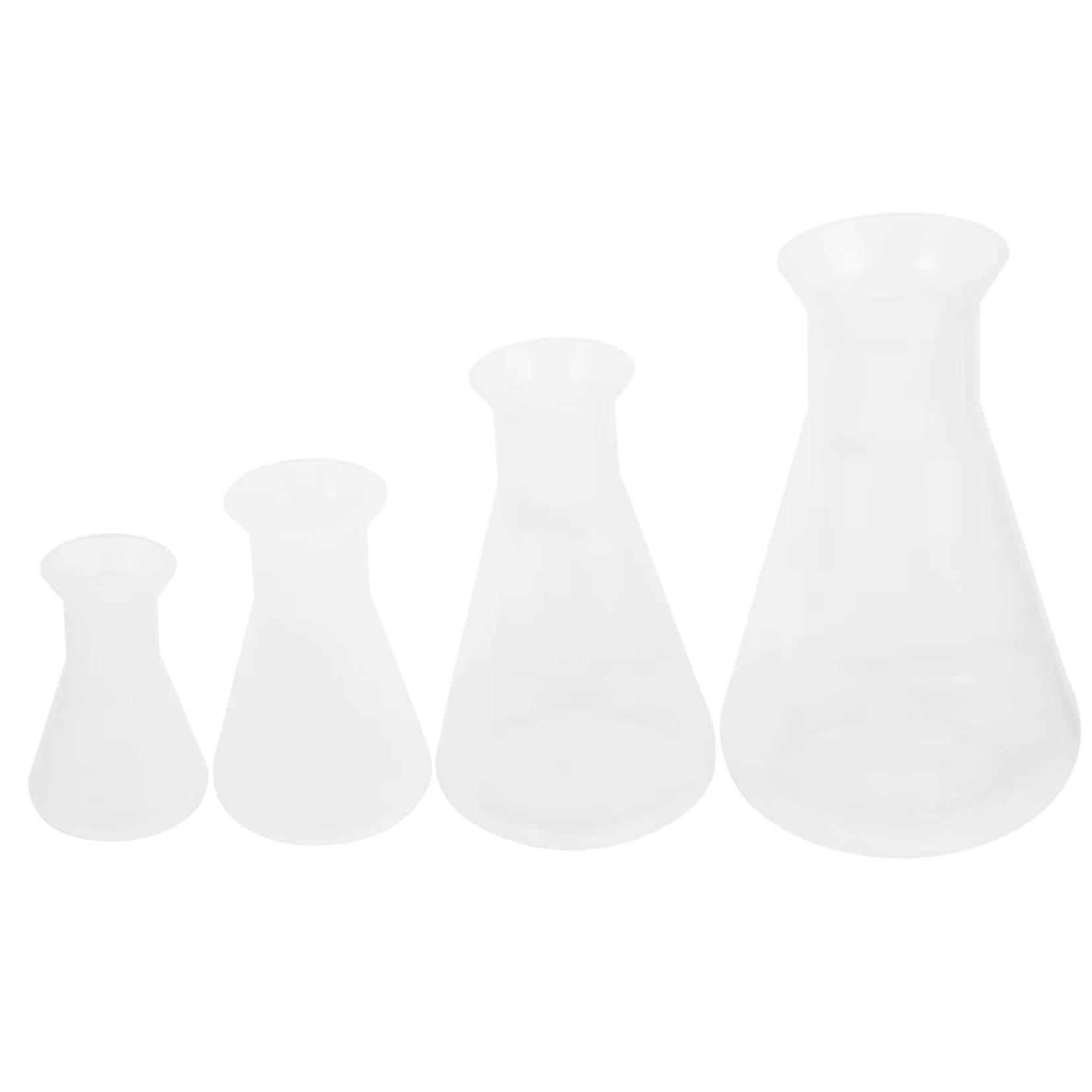 4-Piece Erlenmeyer Flask Set Transparent Scientific Glassware for Students Liquid Measurement and Lab Use