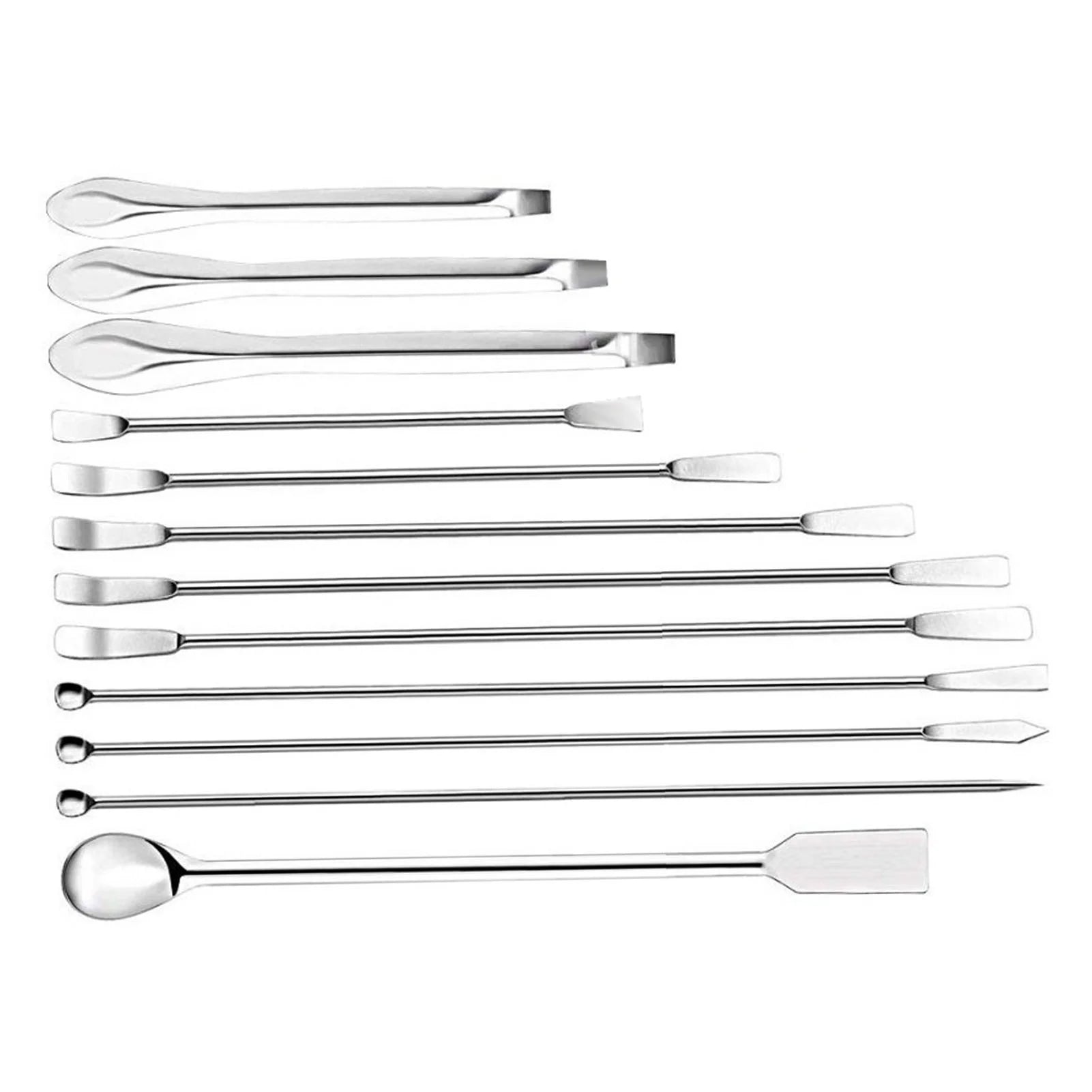 Lab Spatula Set, 12 Pcs Stainless Steel, Corrosion Resistant, Ideal for Sampling Experimentation