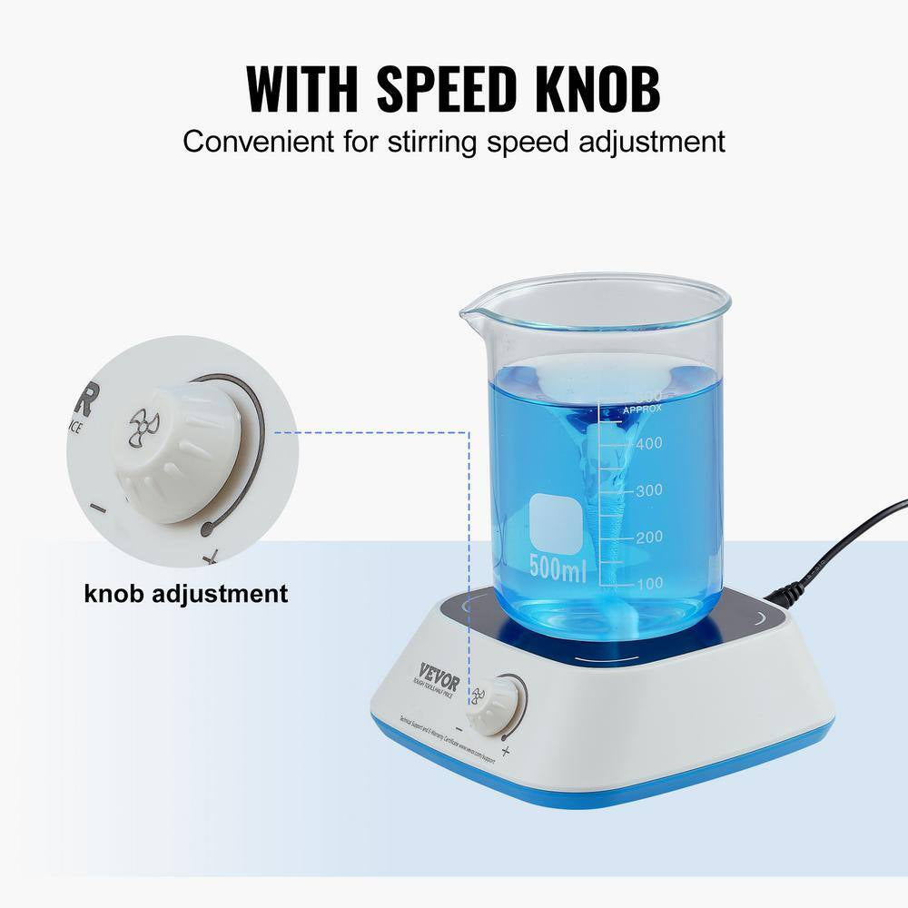 Magnetic Stirrer Plate 2000 RPM Stir Plate W/Adjustable Speed Knob, 3000 Ml Lab Stirrers Plate Stirrer Kit, Stir Bar