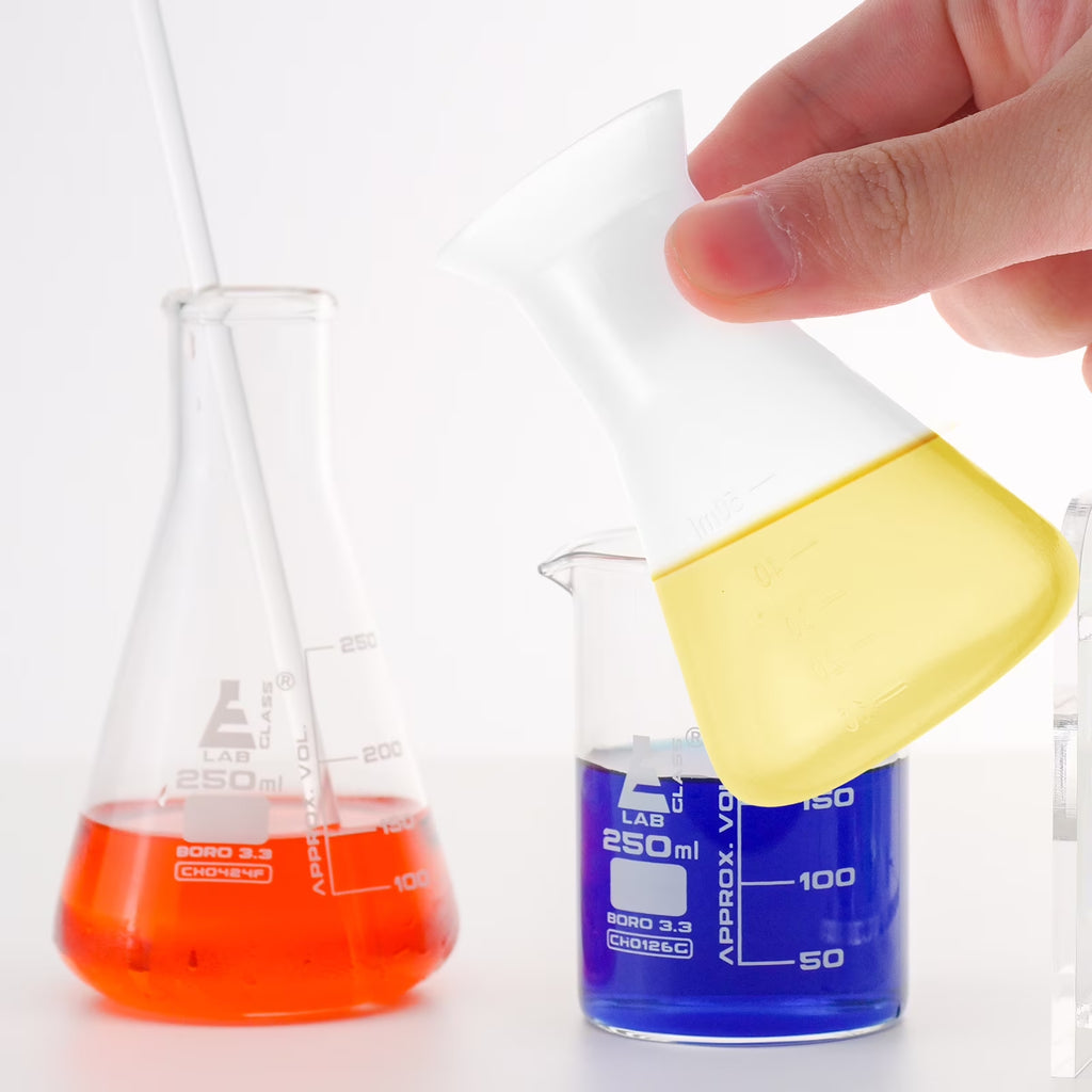 4-Piece Erlenmeyer Flask Set Transparent Scientific Glassware for Students Liquid Measurement and Lab Use