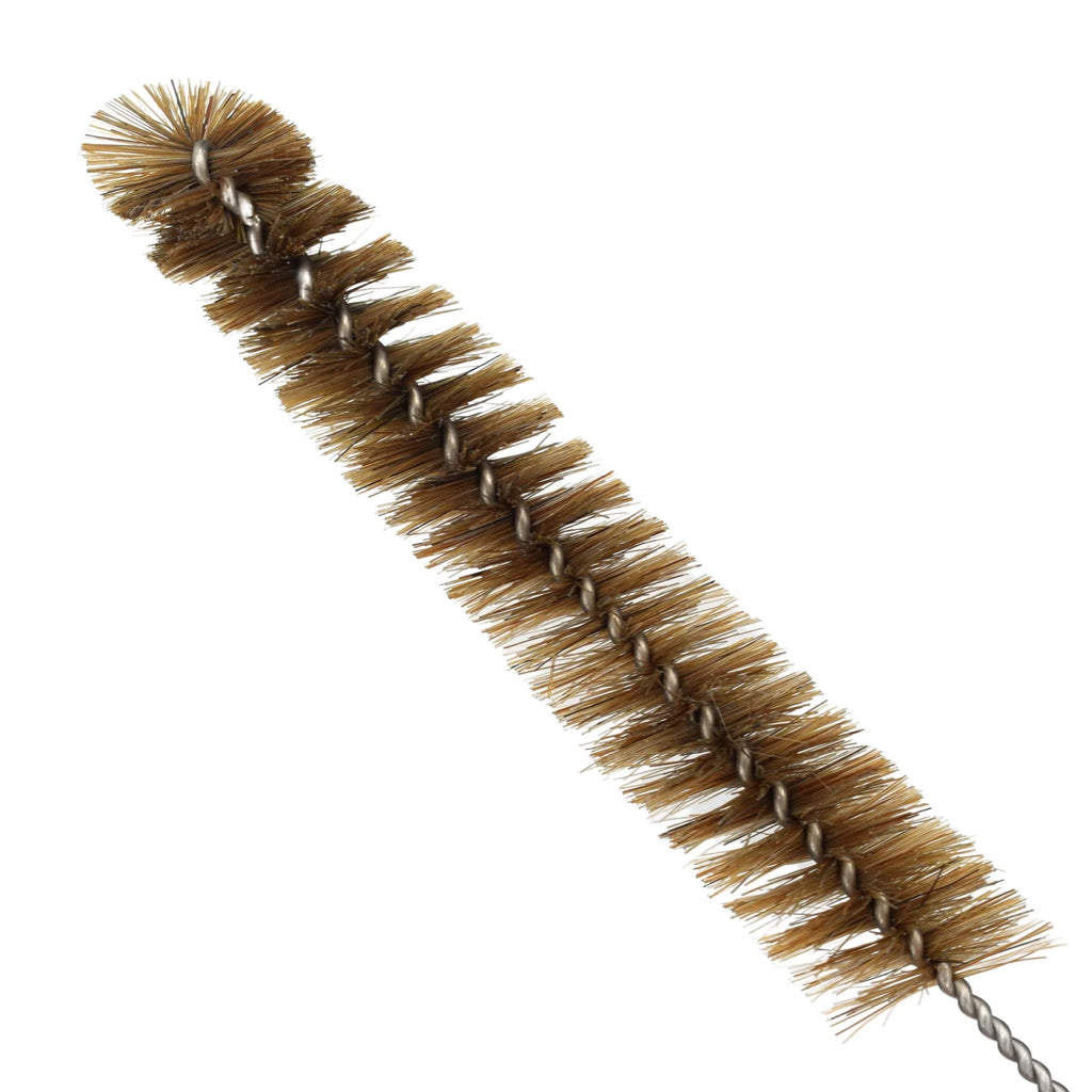 12PK Bristle Cleaning Brushes with Fan-Shaped Ends, 9.25" - Twisted Stainless Steel Wire Handle - Ideal for 0.3" - 0.5" Tubes, Bottles, Cylinders, Flasks, Straws -