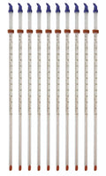 Thermometer Laboratory Red Alcohol Filled, Graduated -10 to 110C, White Back, Partial Immersion. Pack 10.