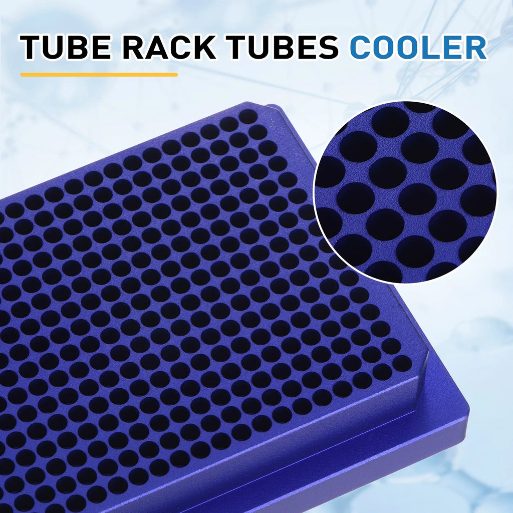 384 Wells Microcentrifuge Tube Rack Cooler, Tray Tissue Culture Plate, Aluminum Cooling Block for 0.1Ml PCR Test Tube, Lab Equipment, Blue