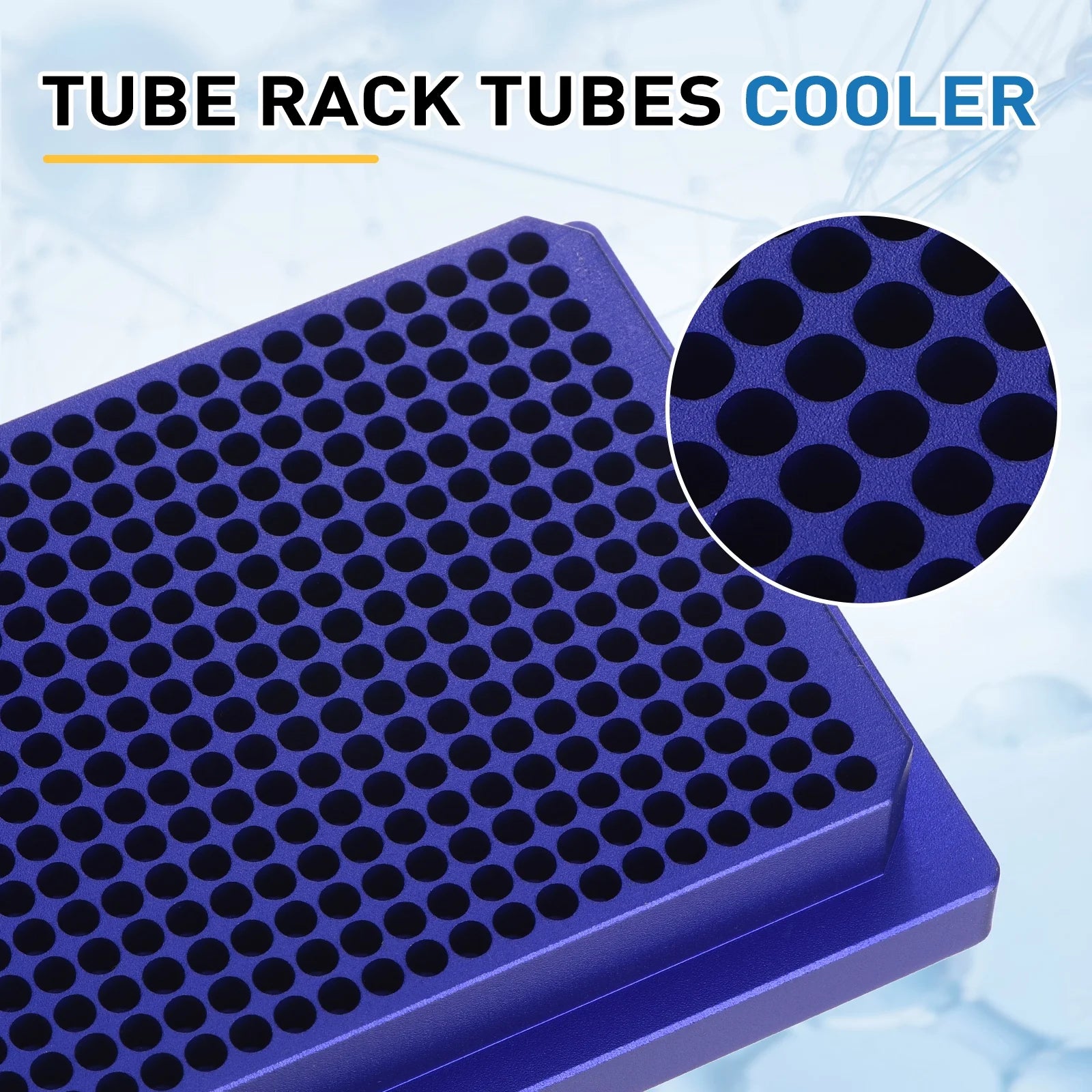 384 Wells Microcentrifuge Tube Rack Cooler, Tray Tissue Culture Plate, Aluminum Cooling Block for 0.1Ml PCR Test Tube, Lab Equipment, Blue