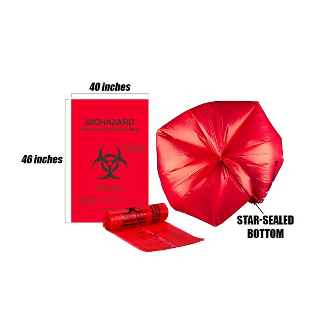4 Rolls Red Biohazard Bags – Disposable Autoclave Bags for Medical – 31X41 Biohazard Bags (30 Gallon)