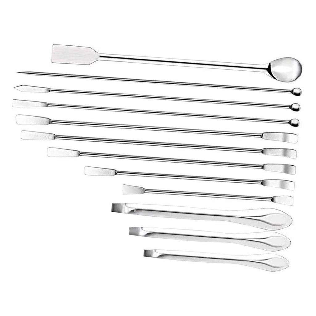 Lab Spatula Set, 12 Pcs Stainless Steel, Corrosion Resistant, Ideal for Sampling Experimentation