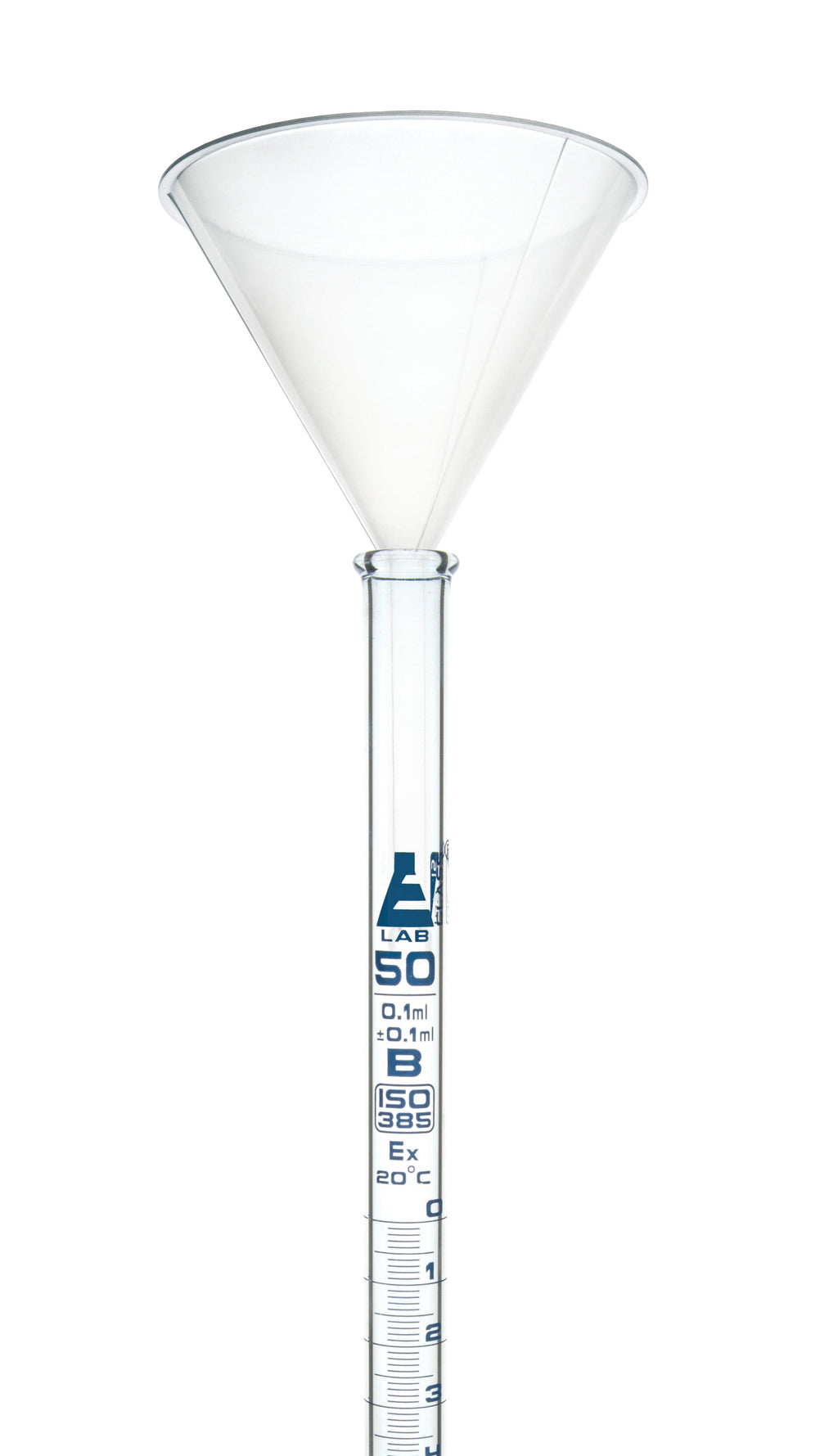 3Pc Lab Burette Starter Set - Includes 50Ml Glass Burette with PTFE Stopcock, Plastic Funnel, & Burette Brush -