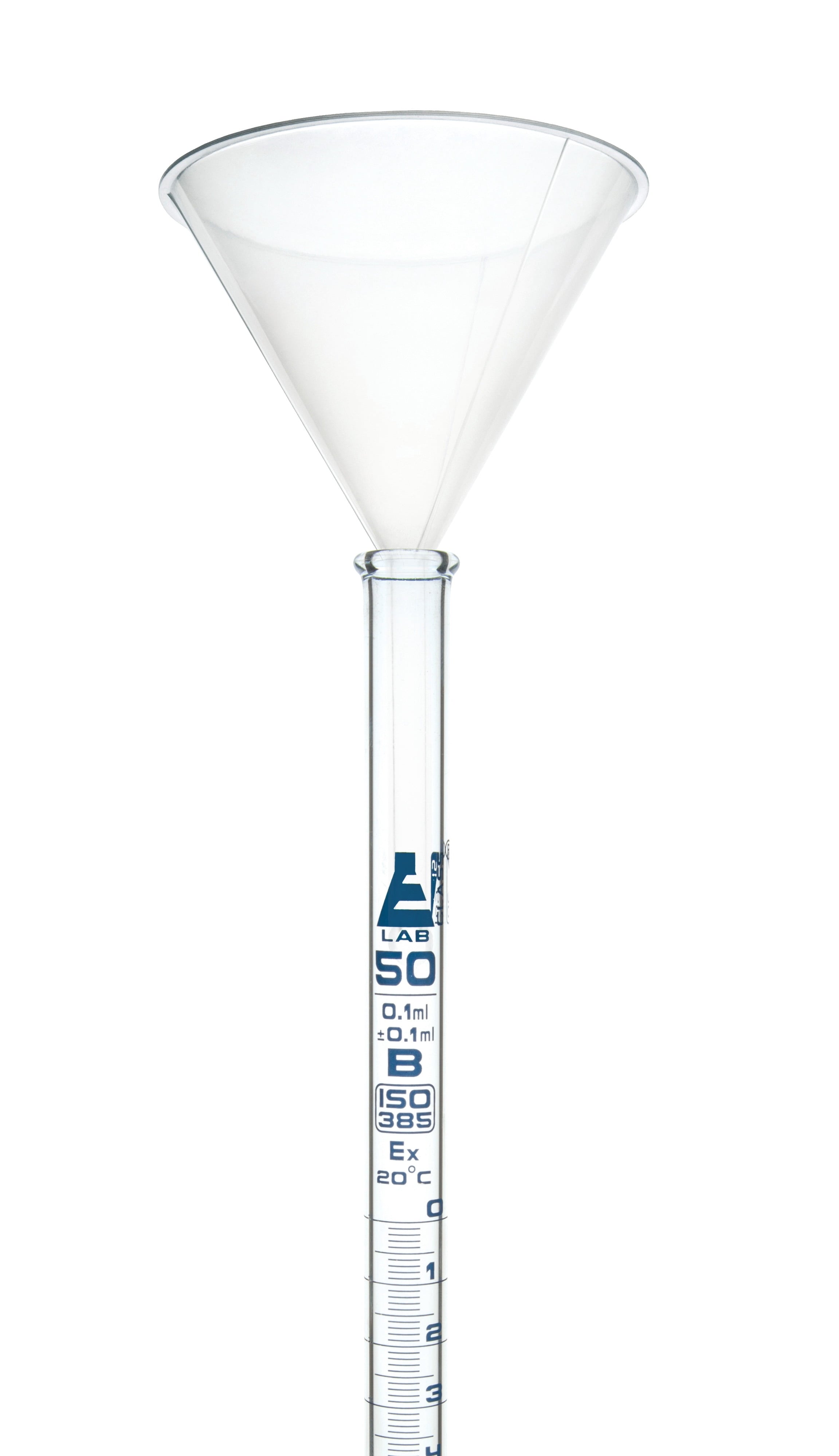 3Pc Lab Burette Starter Set - Includes 50Ml Glass Burette with PTFE Stopcock, Plastic Funnel, & Burette Brush -
