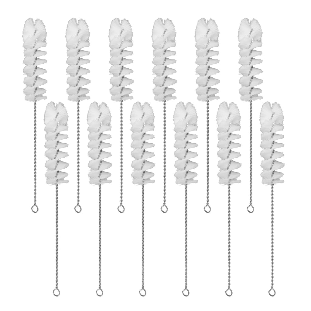 Ultimate 12-Pack Nylon Cleaning Brushes with Flexible Stainless Steel Handles - Perfect for Bottles, Straws, and Narrow Glassware!