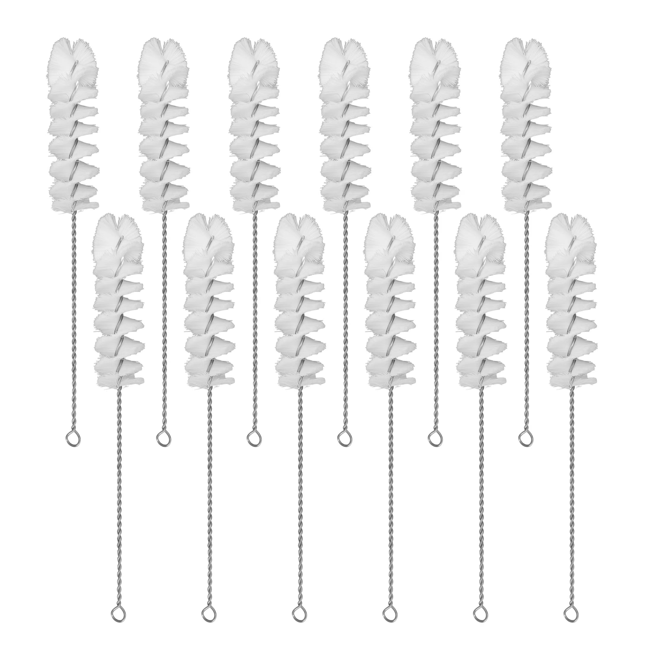 Ultimate 12-Pack Nylon Cleaning Brushes with Flexible Stainless Steel Handles - Perfect for Bottles, Straws, and Narrow Glassware!