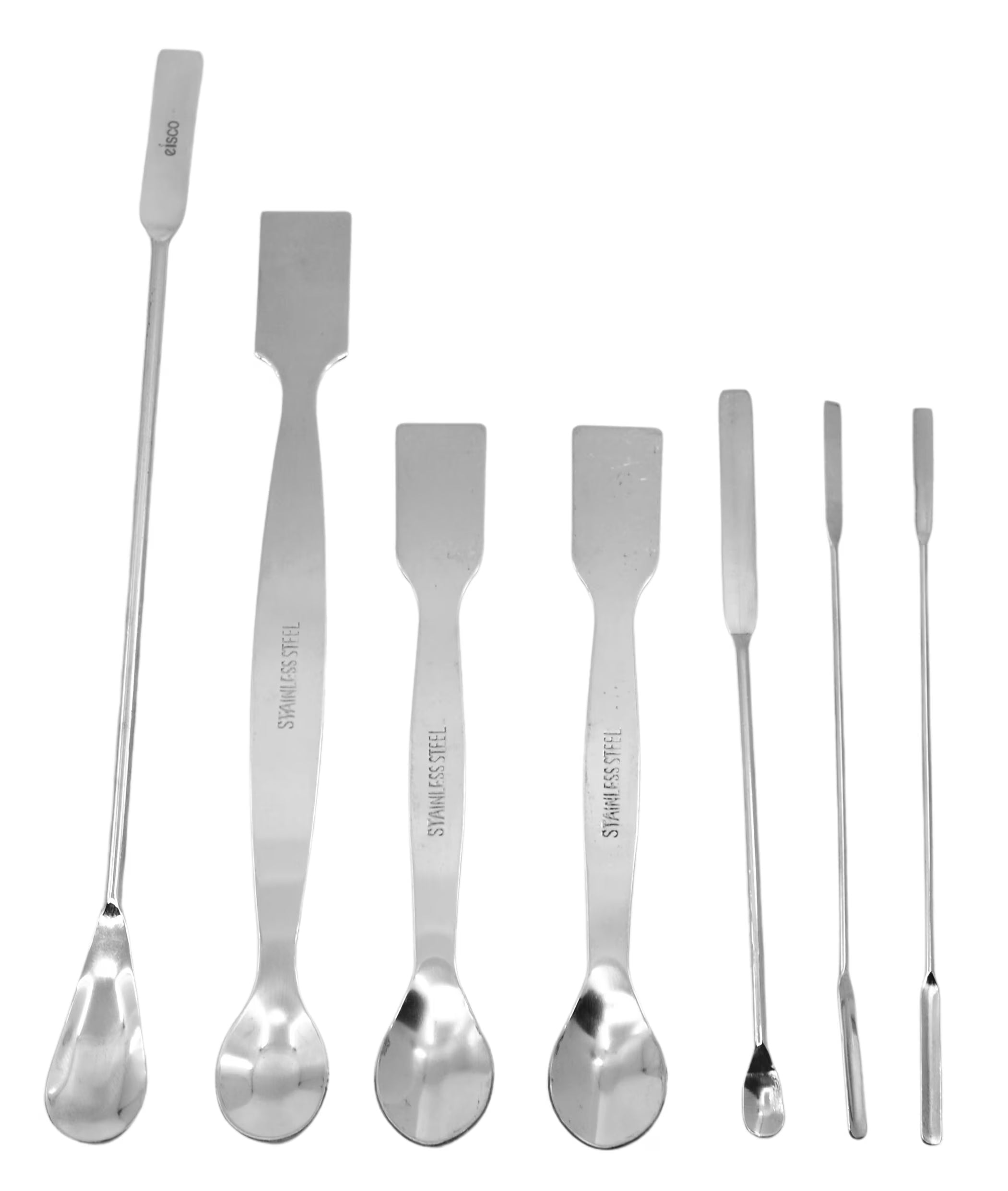 15 Piece Scoop & Spatula Set - Assortment - for Use in a Variety of Lab Applications - Stainless Steel -