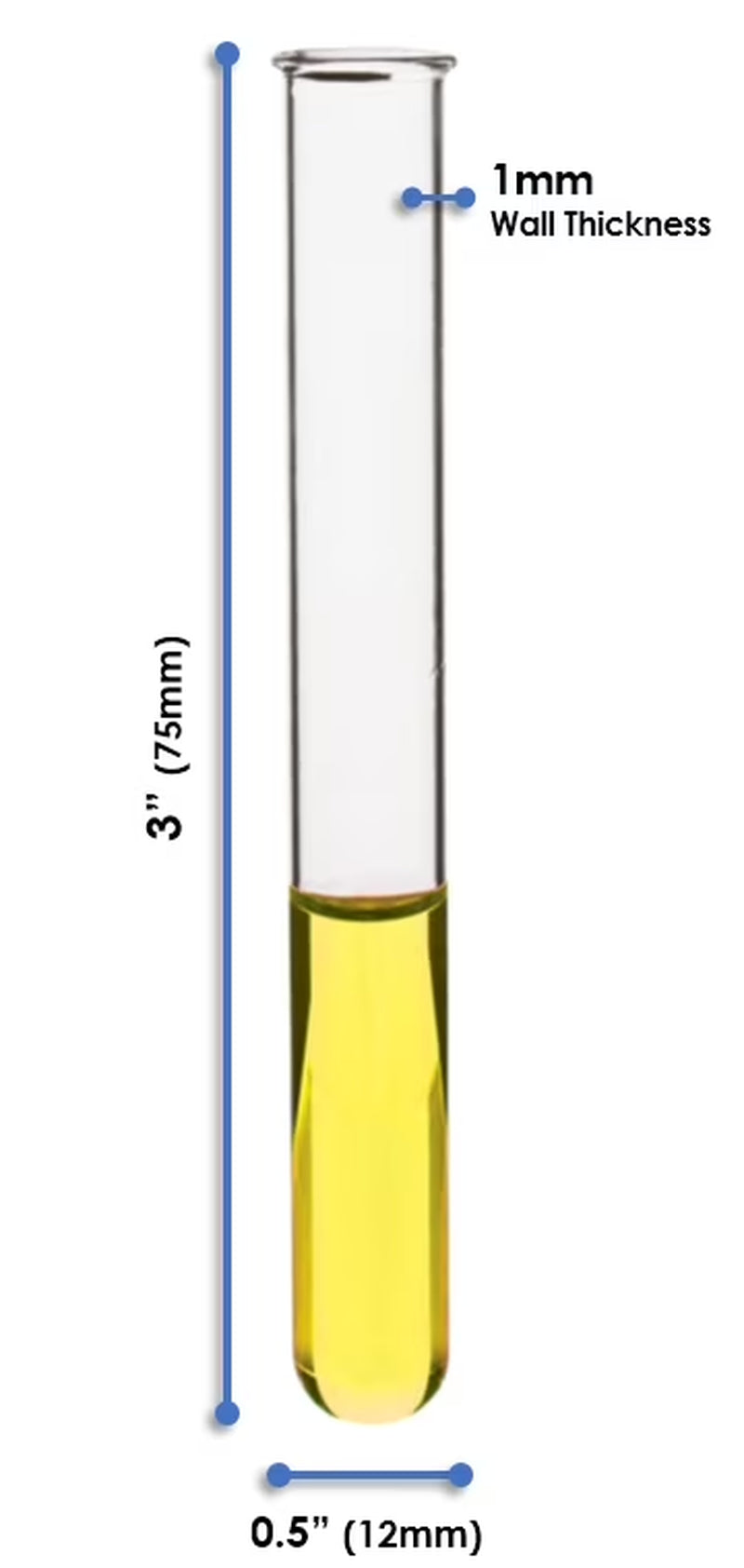 EISCO 5Ml Test Tubes - Pack of 48 - Borosilicate 3.3 Glass - 1Mm Thick Walls, Beaded Rim - Superior Heat & Chemical Durability - 3" Tall, 0.5" Diameter
