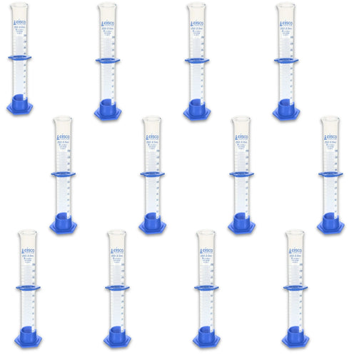 - 250Ml Borosilicate Glass Graduated Cylinder with Spout, Detachable Hexagonal Base & Protection Collar - Class B, Heat Resistant for Science Labs & Classrooms, 12 Pack