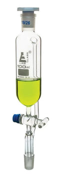 Dropping Funnel, 100Ml - Pressure Equalizing - Borosilicate Glass with 19/26 Plastic Stopper & PTFE Key Stopcock -