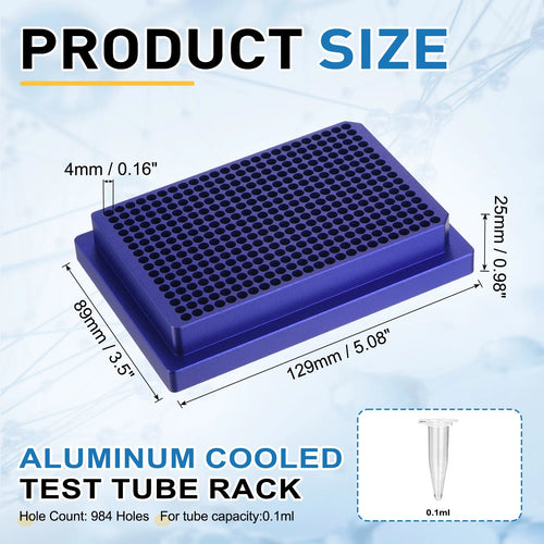 384 Wells Microcentrifuge Tube Rack Cooler, Tray Tissue Culture Plate, Aluminum Cooling Block for 0.1Ml PCR Test Tube, Lab Equipment, Blue