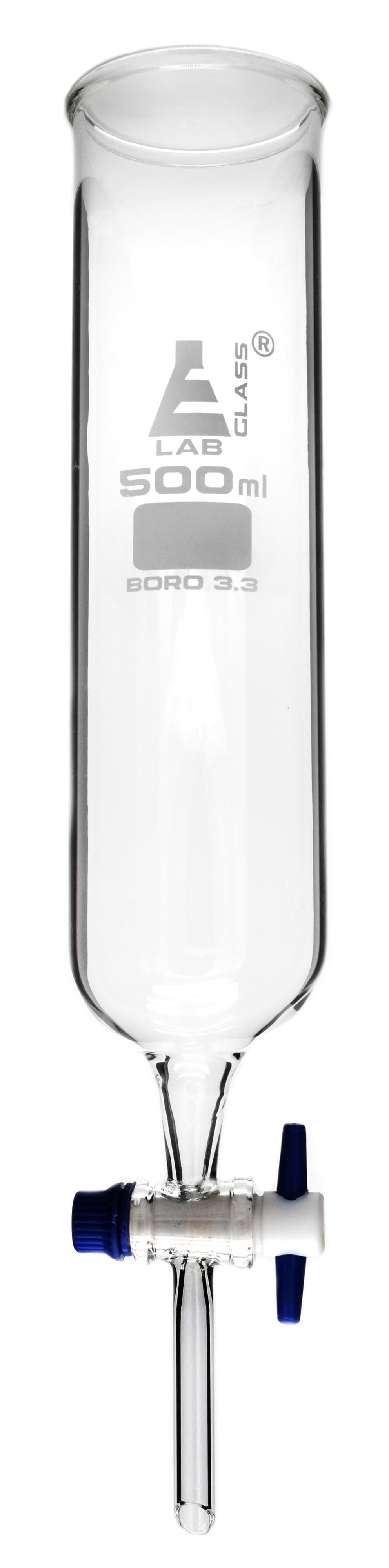 500Ml Dropping Funnel with Laboratory Support Stand - Includes Glass Dropping Funnel, 3.75 Lb Metal Retort Base & Rod, Clamp with Bosshead -