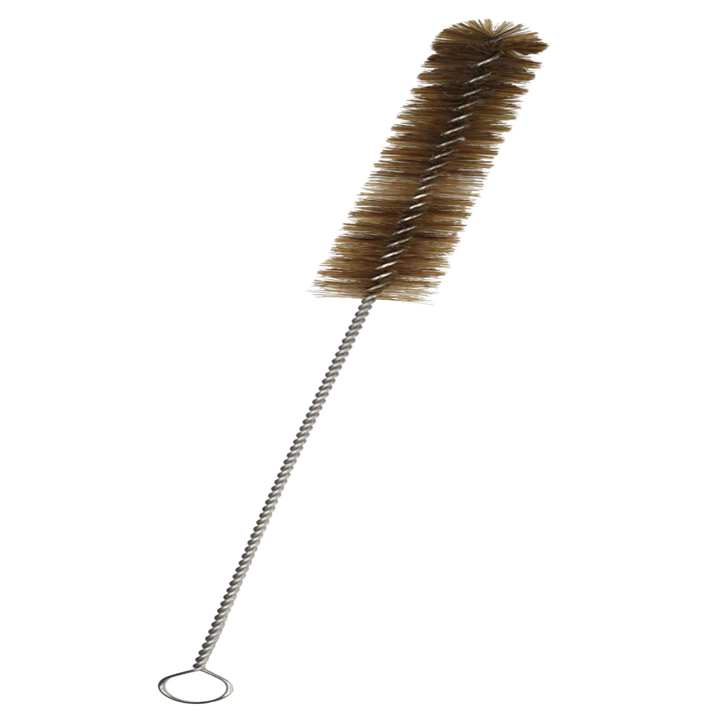 12PK Bristle Cleaning Brushes with Fan-Shaped Ends, 9.25" - Twisted Stainless Steel Wire Handle - Ideal for 0.3" - 0.5" Tubes, Bottles, Cylinders, Flasks, Straws -
