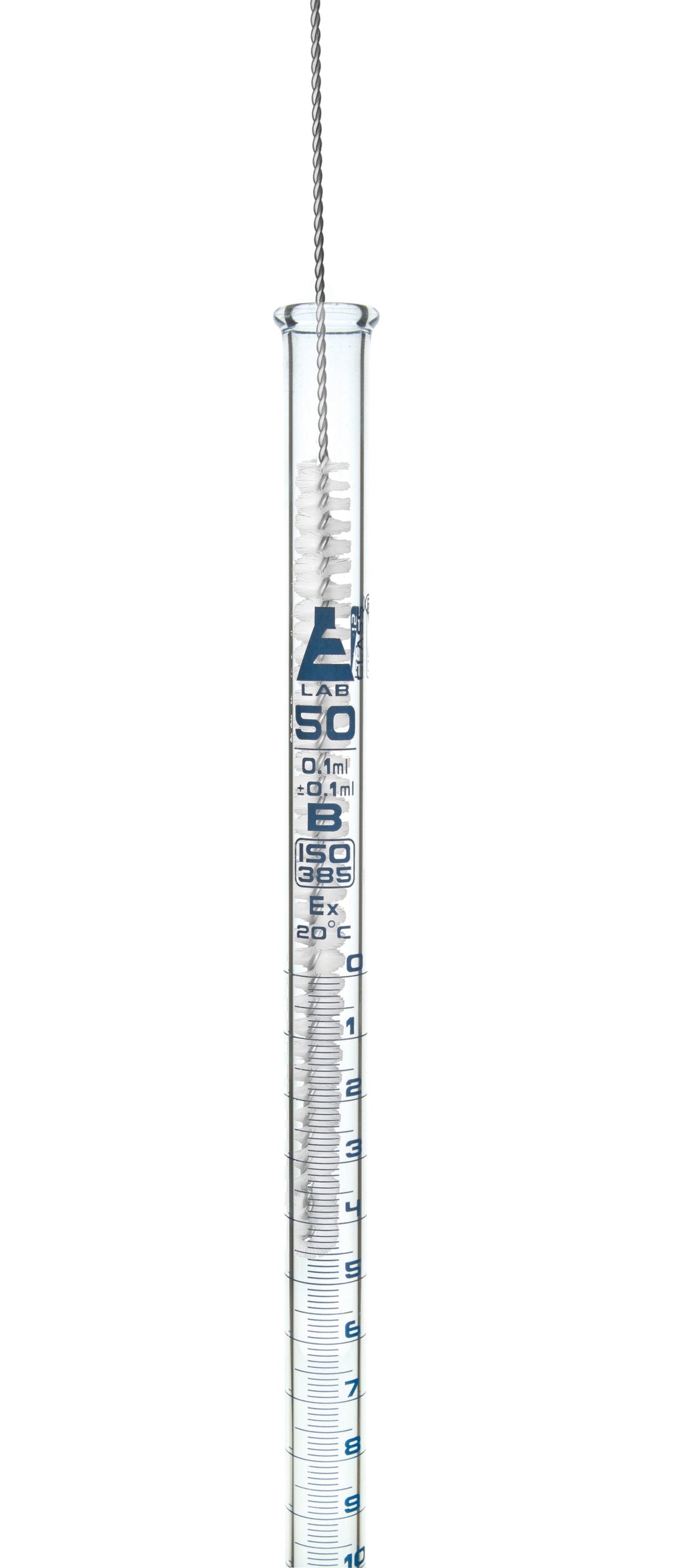 3Pc Lab Burette Starter Set - Includes 50Ml Glass Burette with PTFE Stopcock, Plastic Funnel, & Burette Brush -