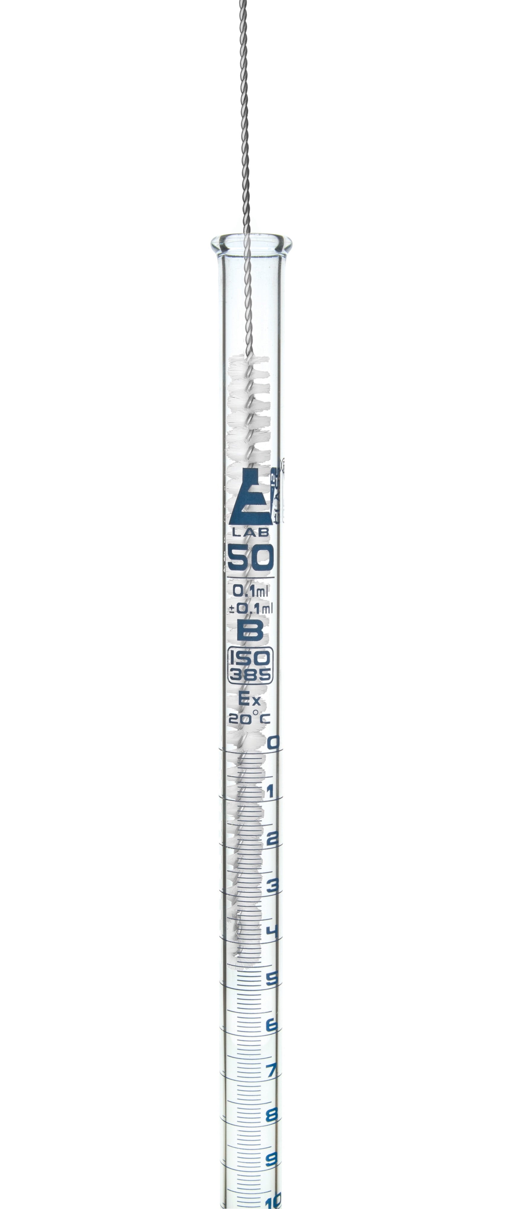 3Pc Lab Burette Starter Set - Includes 50Ml Glass Burette with PTFE Stopcock, Plastic Funnel, & Burette Brush -