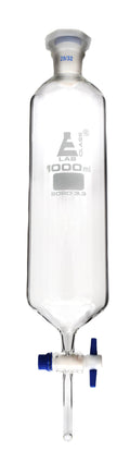 Dropping Funnel, 1000Ml, Cylindrical - Includes Interchangeable Plastic Stopper, Socket Size 23/32, with PTFE Key Stopcock - Borosilicate Glass -