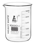 Heavy Duty Beaker, 1000Ml - 5Mm Thick, Uniform Walls - Superior Durability & Chemical Resistance - White Graduations - Borosilicate 3.3 Glass -