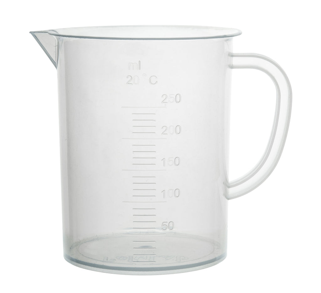 Measuring Jug, 250Ml - Polypropylene Plastic - Raised Graduations - Chemical Resistant, Autoclavable - Handle for Convenient Lifting -