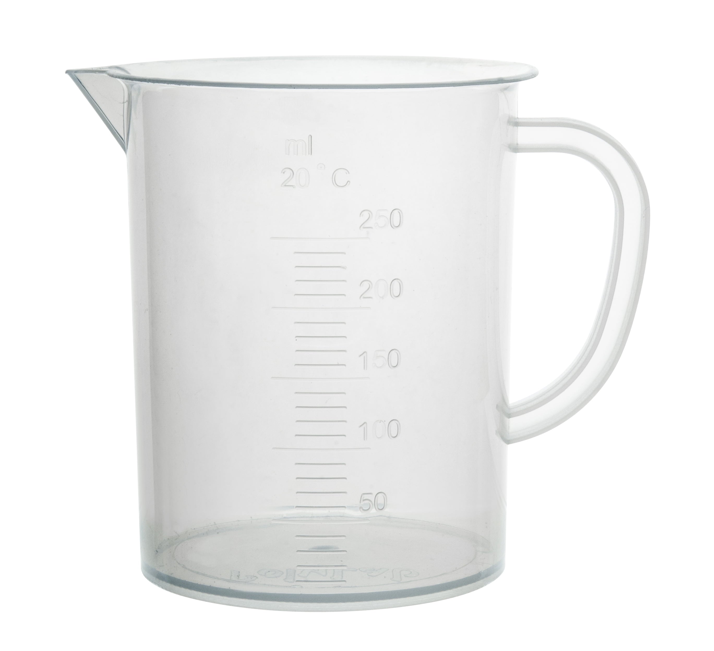 Measuring Jug, 250Ml - Polypropylene Plastic - Raised Graduations - Chemical Resistant, Autoclavable - Handle for Convenient Lifting -