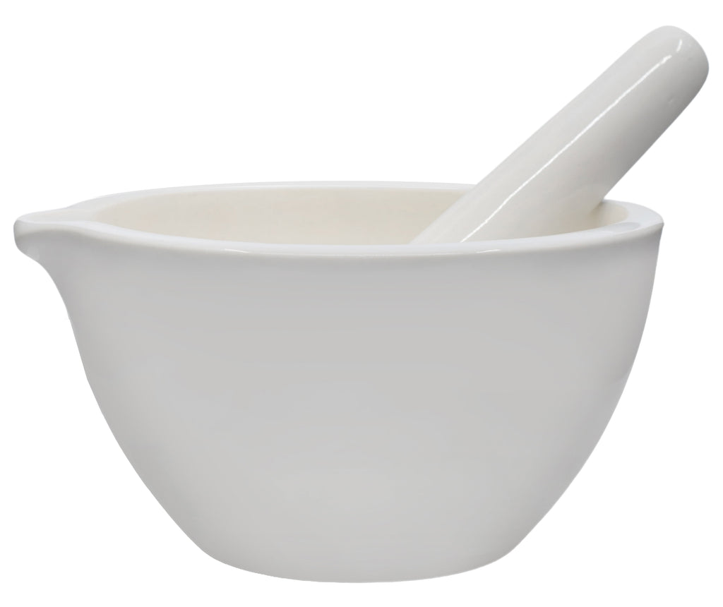Porcelain Mortar & Pestle Set, 67Oz (2000Ml) - Unglazed Grinding Surface - Excellent for Kitchen or Laboratory - Grinds Powdered Chemicals, Herbs & Spices - Pill Crusher - White -
