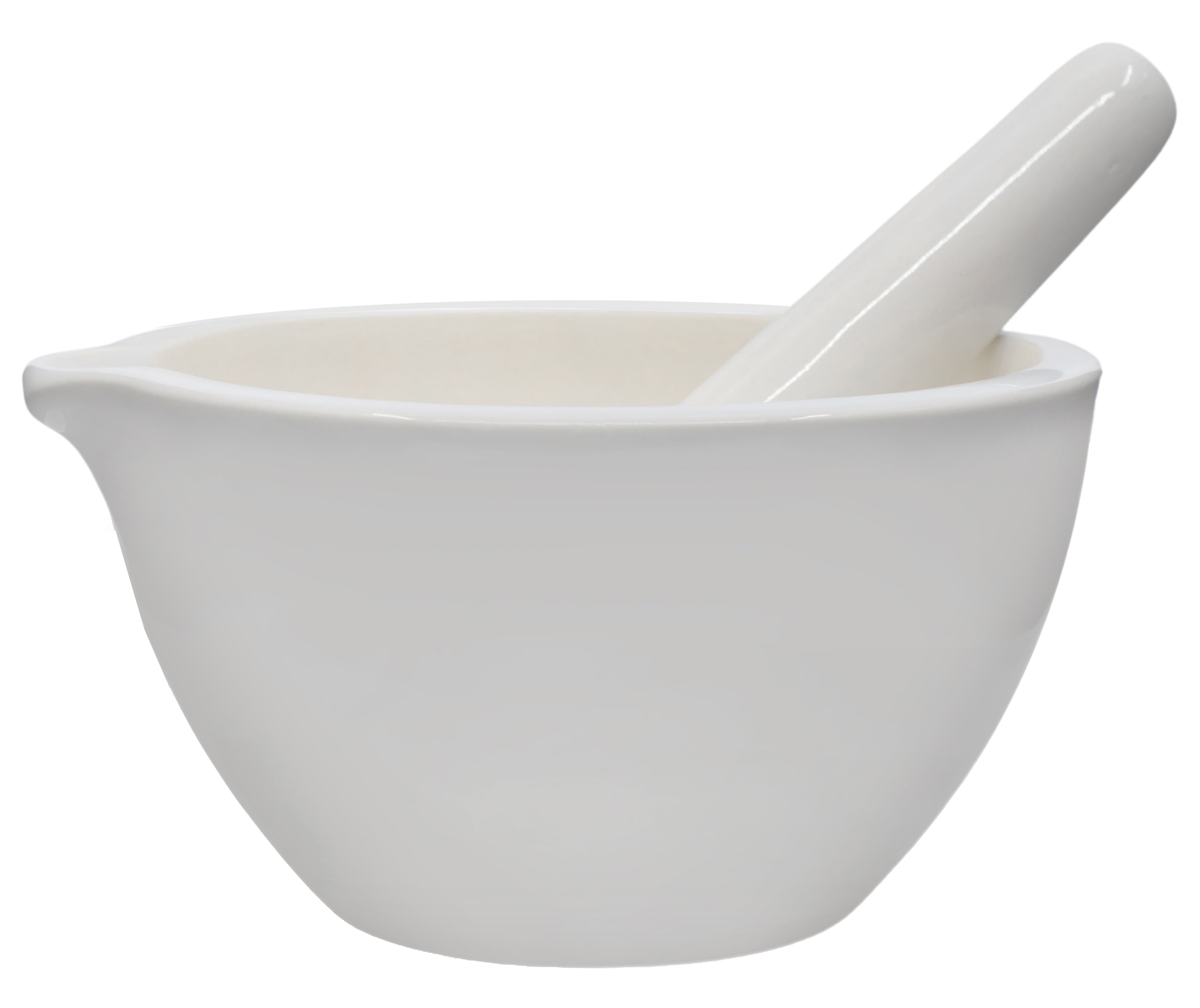 Porcelain Mortar & Pestle Set, 67Oz (2000Ml) - Unglazed Grinding Surface - Excellent for Kitchen or Laboratory - Grinds Powdered Chemicals, Herbs & Spices - Pill Crusher - White -