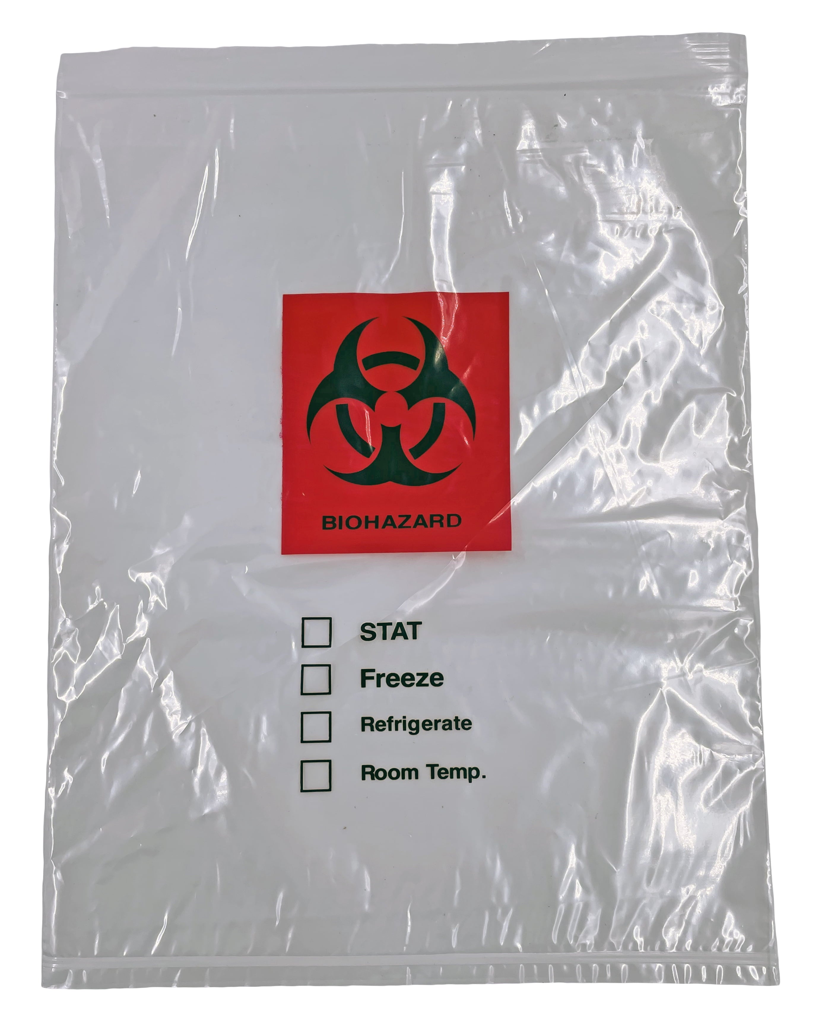 Biohazard Specimen Bag | 12"X15" Zip Top | with Pouch for Paperwork | 100 Ct