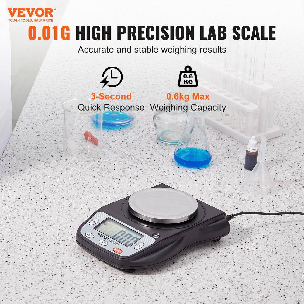 Analytical Balance, 600G X 0.01G Accuracy High Precision LCD Food Scale, 6 Units Conversion Electronic Scientific Scale