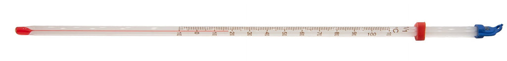 Thermometer Laboratory Red Alcohol Filled, Graduated -10 to 110C, White Back, Partial Immersion. Pack 10.
