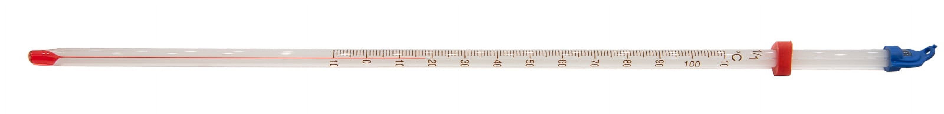 Thermometer Laboratory Red Alcohol Filled, Graduated -10 to 110C, White Back, Partial Immersion. Pack 10.