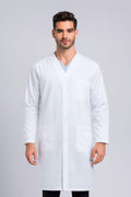 DR Unifroms® Unisex Collarless Lab Coat, White Medical Coat (60% Cotton, 40% Polyester)