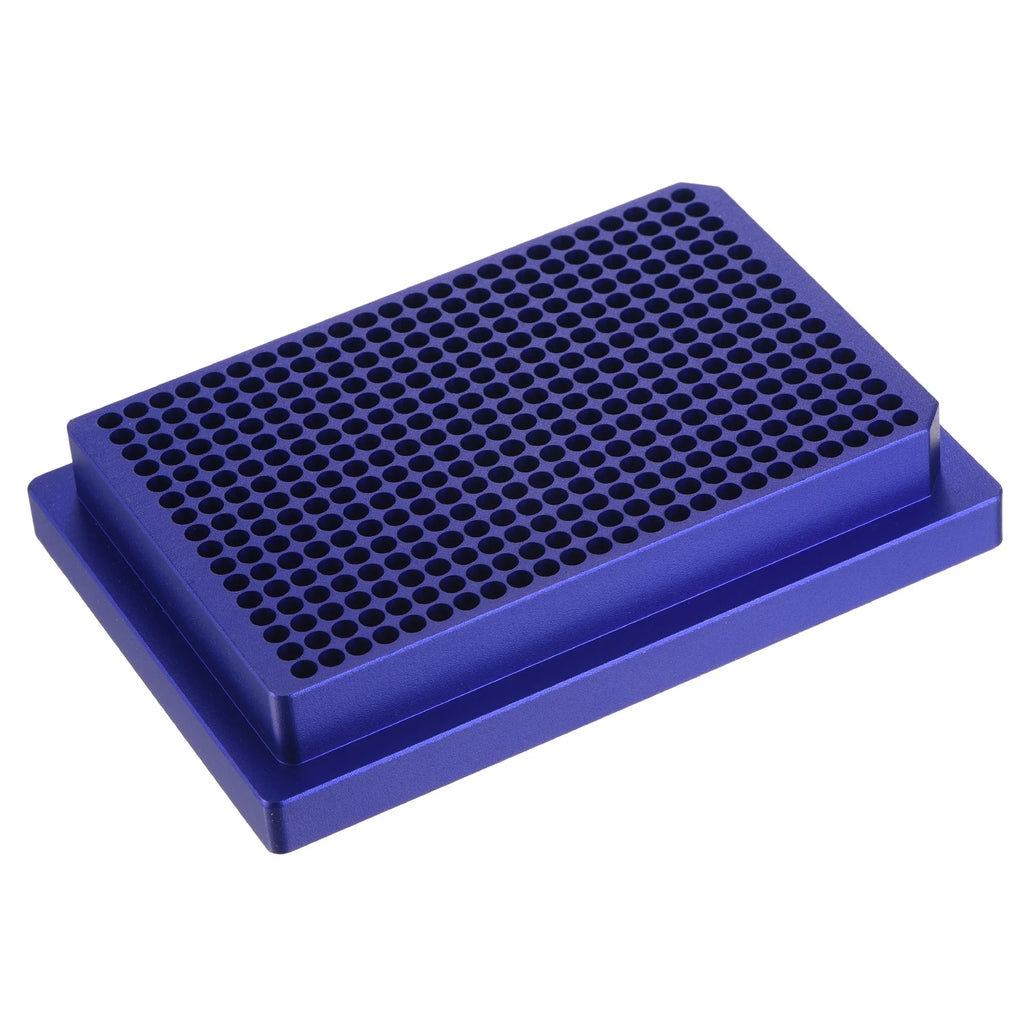 384 Wells Microcentrifuge Tube Rack Cooler, Tray Tissue Culture Plate, Aluminum Cooling Block for 0.1Ml PCR Test Tube, Lab Equipment, Blue