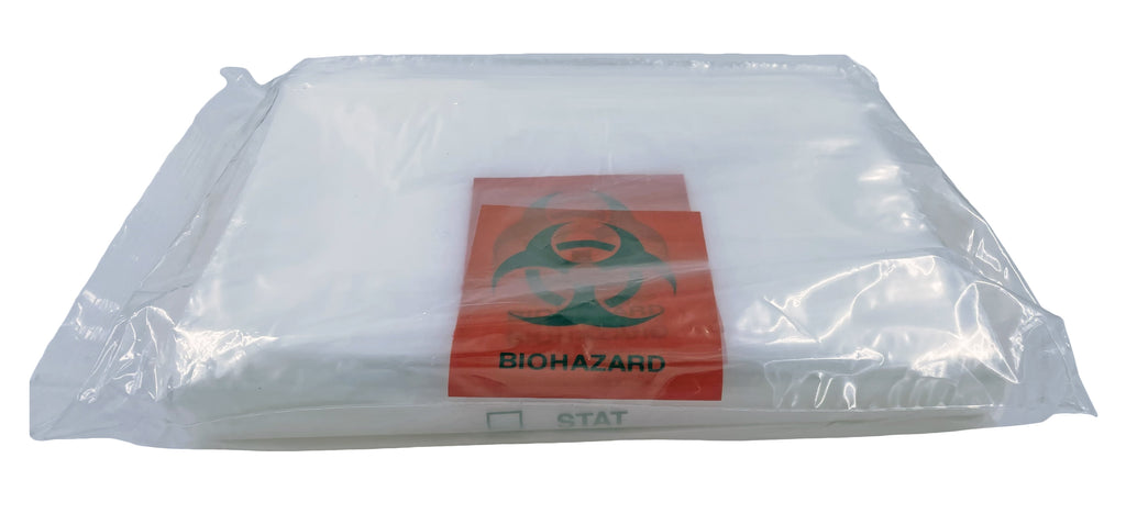 Biohazard Specimen Bag | 12"X15" Zip Top | with Pouch for Paperwork | 100 Ct