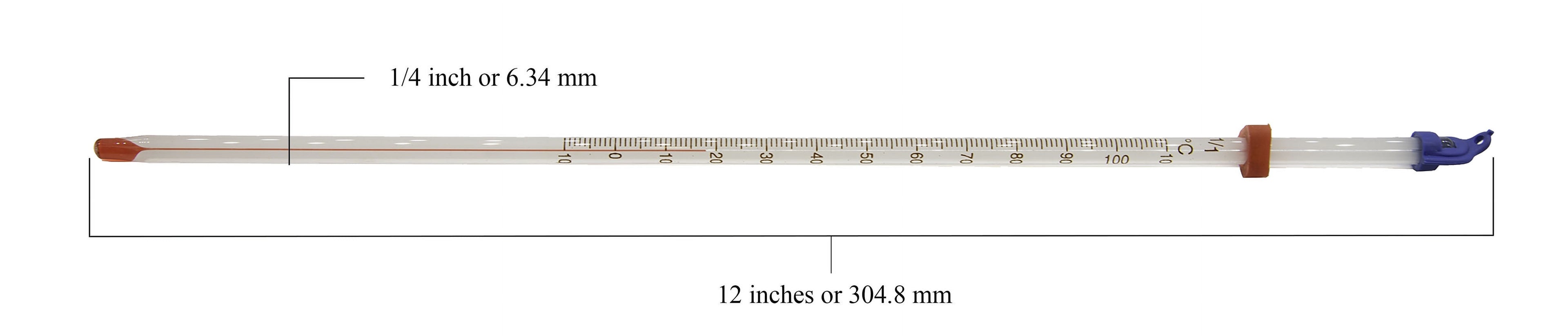 Thermometer Laboratory Red Alcohol Filled, Graduated -10 to 110C, White Back, Partial Immersion. Pack 10.